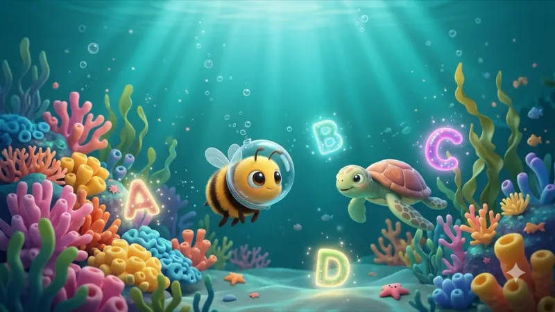 Ocean Hunt world in Buzzy's Spelling Garden
