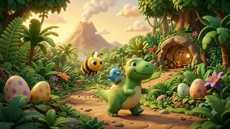 Rex & Pip world in Buzzy's Spelling Garden