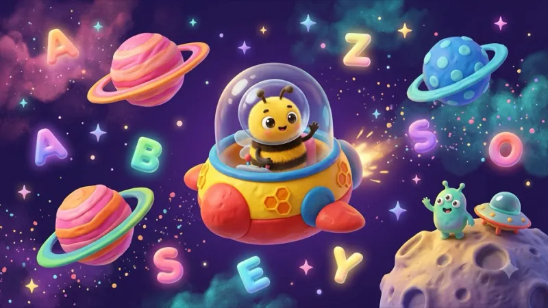 Buzzy in Space world in Buzzy's Spelling Garden